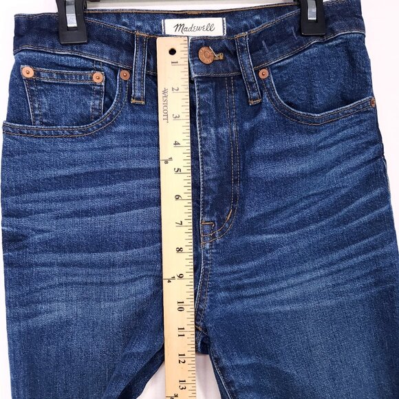 Madewell 11" High Rise Crop Flare Jeans 26 Women Raw Hem Fray Distress Whiskered - Picture 6 of 15